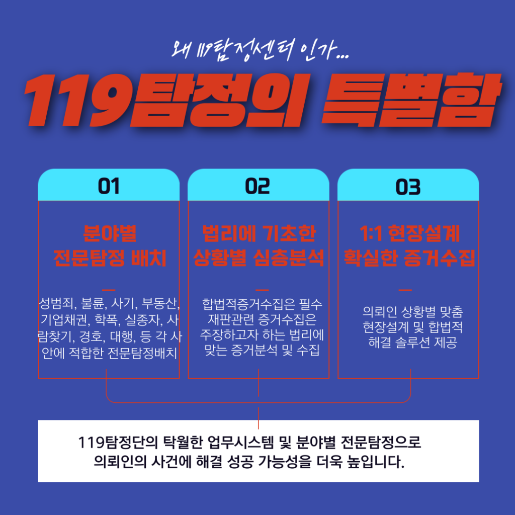 군포흥신소 군포탐정 119탐정 시작합니다